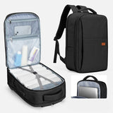 photo présentant le sac à dos de voyage femme avec rangement pour ordinateur de couleur noir
