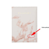image d'un protège passeport personnalisé design marbre rose