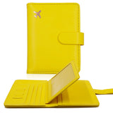image de protège passeport en cuir pu jaune