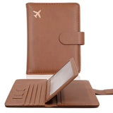 image de protège passeport en cuir pu marron