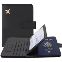 image de protège passeport en cuir pu noir