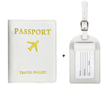 image de protège passeport avec étiquette de valise de couleur blanc