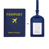image de protège passeport avec étiquette de valise de couleur bleu