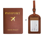 image de protège passeport avec étiquette de valise de couleur marron