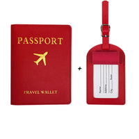 image de protège passeport avec étiquette de valise de couleur rouge