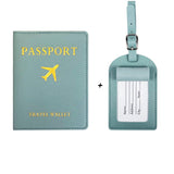 image de protège passeport avec étiquette de valise de couleur vert