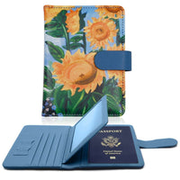image de protège passeport à fleurs tournesol