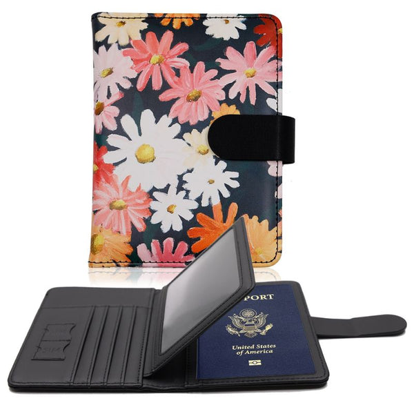 image de protège passeport à fleurs Chrysantheme