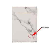 image d'un protège passeport personnalisé design marbre